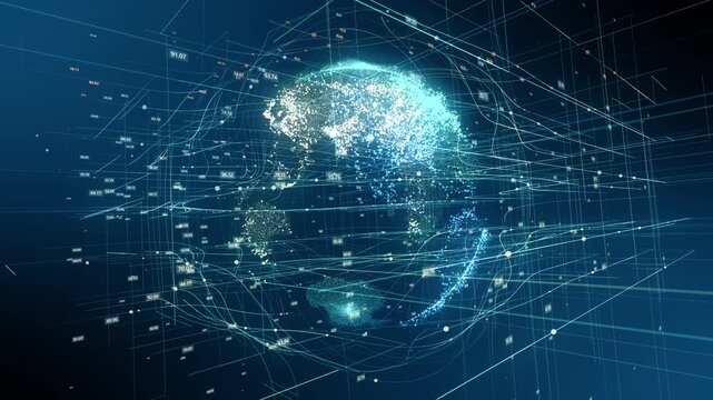 Futuristic Digital Earth with Global Network Connections and Data Technology