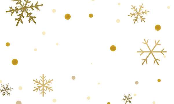 Elegant Golden Snowflake and Confetti Pattern on Transparent Background