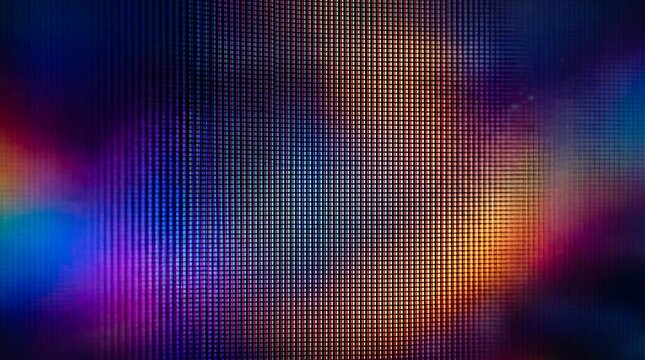 Abstract television screen texture displaying a vibrant digital pixel grid pattern