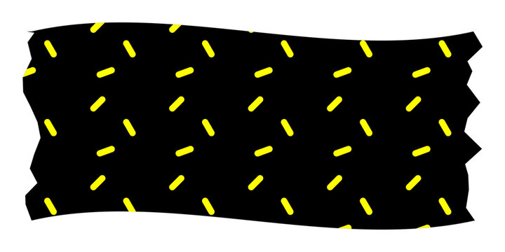 Decorative black washi tape with yellow diagonal dashed line pattern
