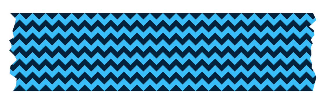 Blue and black zigzag chevron pattern washi tape decorative strip element