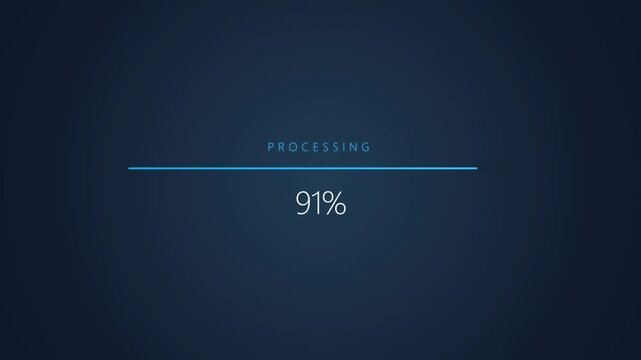 Blue Digital Progress Loading Bar Animation On Dark Background.