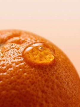Close-up of a droplet of liquid on orange rind surface McSk