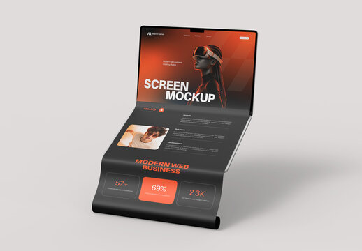 Laptop Long Scroll Website Mockup