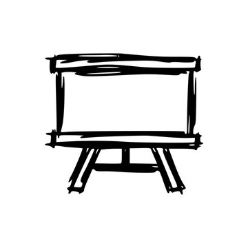 hand-drawn presentation board on easel training materials icon sketch illustration