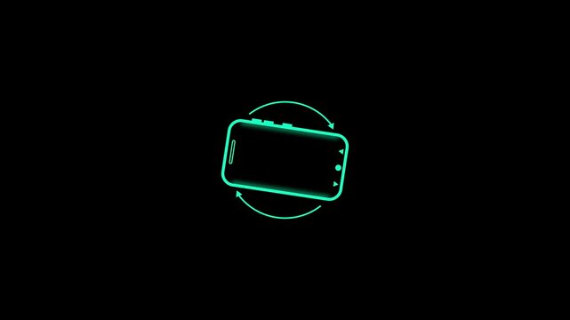 Smartphone screen rotation animation, mobile device orientation change