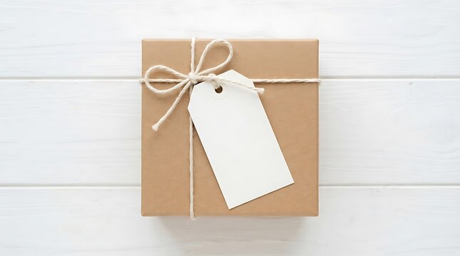 A single rectangular red paper tag with a white string loop isolated on white background with attached hanging products reinforced eyelet looped