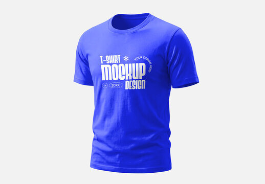 Front View Blue T-Shirt Mockup