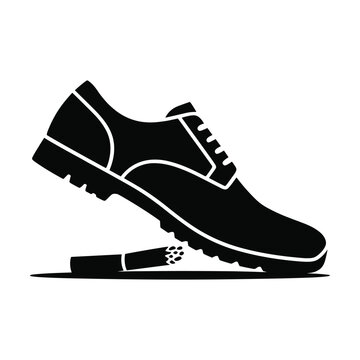Black shoe crushing cigarette butt vector illustration representing healthy lifestyle concept