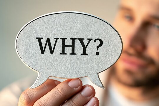Why question sign speech bubble man asking curiosity business concept