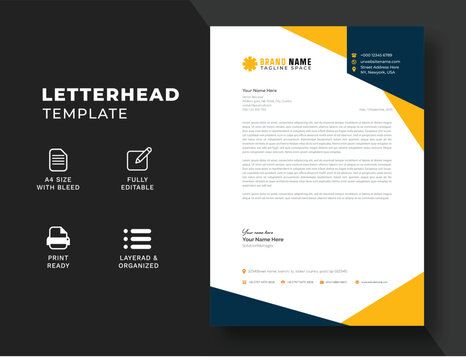 Professional business letterhead design template with a clean modern layout for corporate branding and official company stationery documents