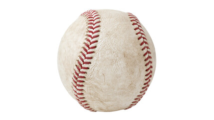 Isolated classic baseball with red stitching, worn texture, ready for a game or practice © Cian