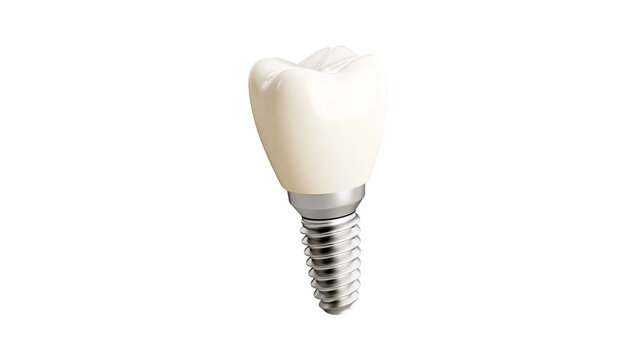 Isolated complete dental implant with artificial tooth crown for modern oral restoration