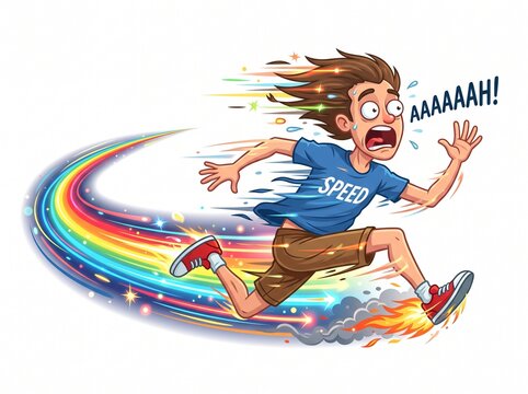 person moving at the speed of light isolated man humerous
