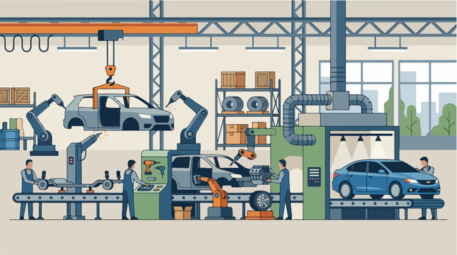 Automated car assembly line workers