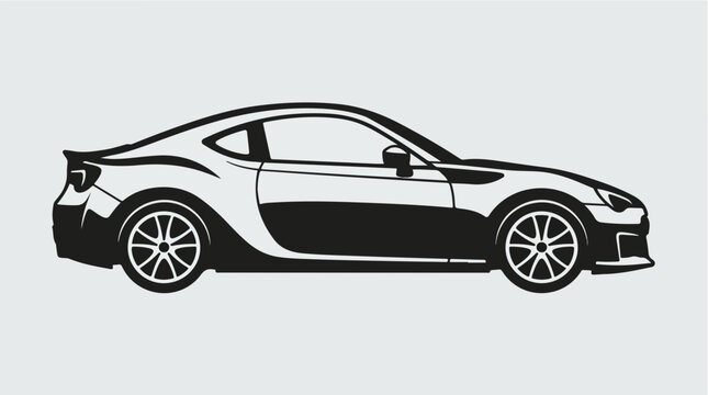 Black Outline Sports Coupe Car