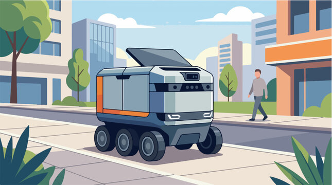 Autonomous delivery robot in city