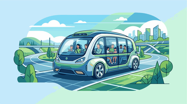 Autonomous shuttle transporting passengers city