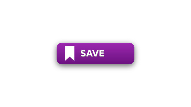 Purple save button with bookmark icon on transparent background