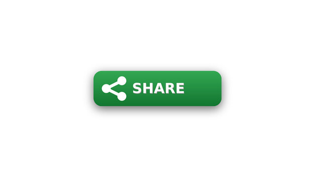 Green share button with share icon on transparent background
