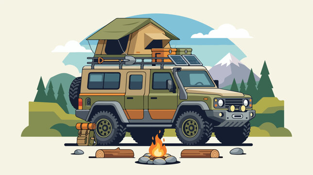 Offroad Vehicle Camping Mountain Adventure