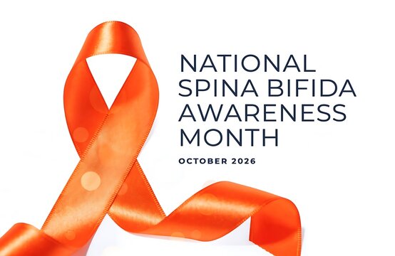 National spina bifida awareness month orange ribbon design with medical awarenes