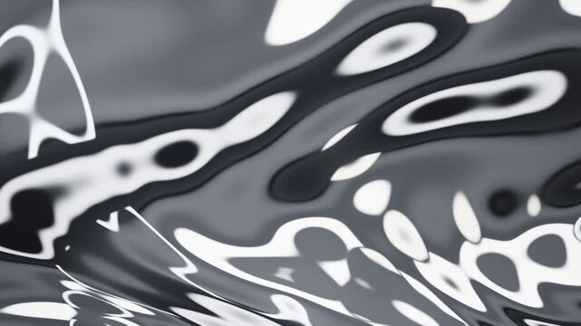 Abstract liquid silver chrome waves flowing in smooth fluid motion loops