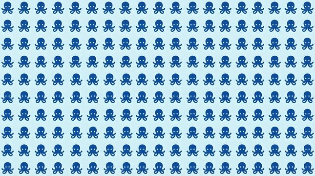 Seamless Blue Octopus Pattern Vector Background For Creative Designs