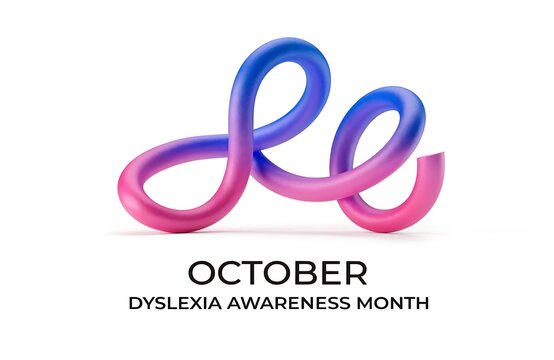 Abstract twisted ribbon shape for dyslexia awareness month in october