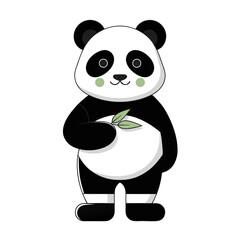 Cute panda character holding bamboo leaves © Sayim Ahmed