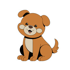 Fototapeta premium Smiling brown puppy sitting cartoon character