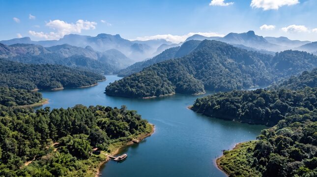 India Periyar Lake Forest Lake Landscape