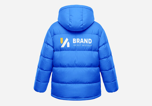 Blue Puffer Jacket Mockup