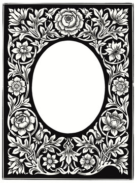 Vintage floral oval frame illustration