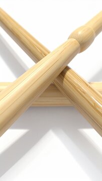 Two smooth, light-colored wooden sticks crossed at their centers