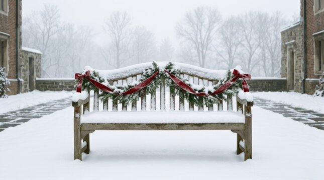 snow winter bench park cold tree nature
