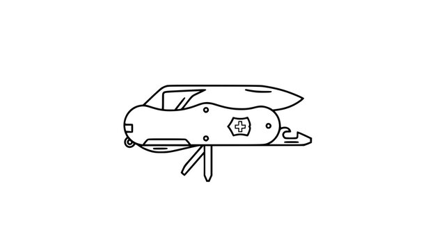 Black and white swiss knife icon web site design logo vector
