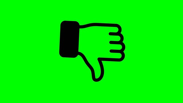 Black thumbs down dislike icon on bright green background.