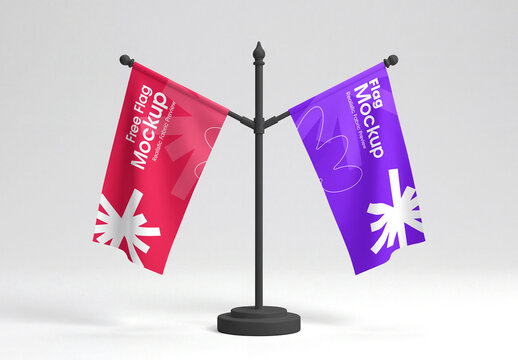 Double Sided Table Flag Mockup