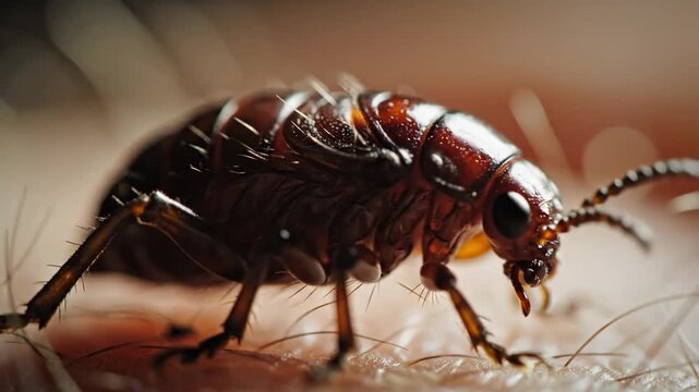Extreme Macro of Flea on Human Skin