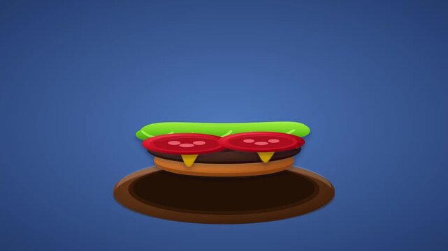 Burger Ingredients Stacking One by One Animation