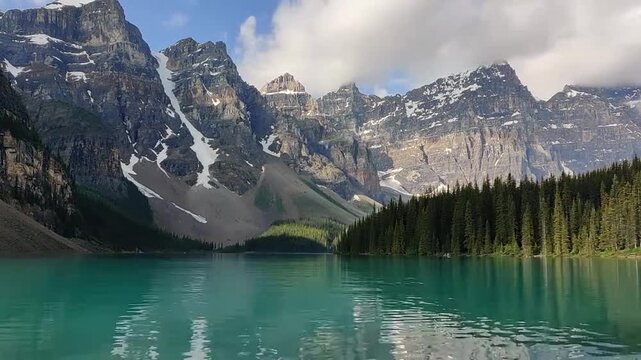 time lapse of moraine lake in banff national par