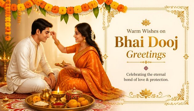 happy bhai dooj and dhanteras puja thali and sweet dishes