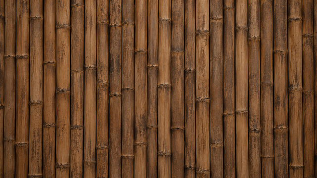 Neatly arranged aged bamboo wall texture