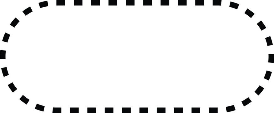 Dashed pill shape outline or rounded rectangle frame vector illustration