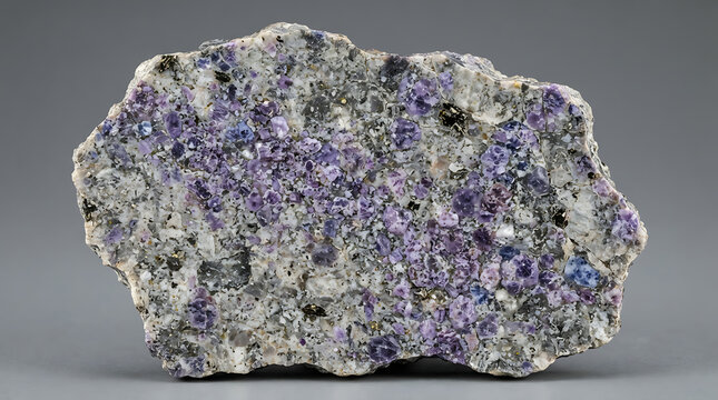Sugilite crystal matrix featuring vibrant purple and violet mineral formations embedded inside a rough rock specimen.