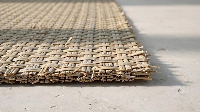 Handwoven Reed Mat With Natural Fiber Texture