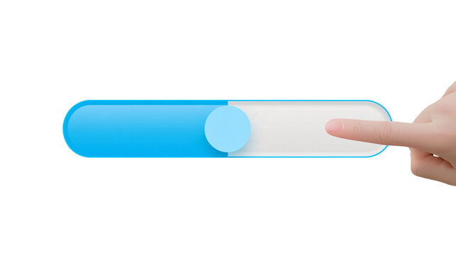 Isolated user interface slider control with a finger interacting, modern digital switch concept