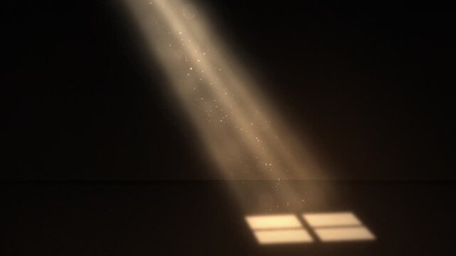 Sunbeam Light Ray with Floating Dust Motes in Dark Room