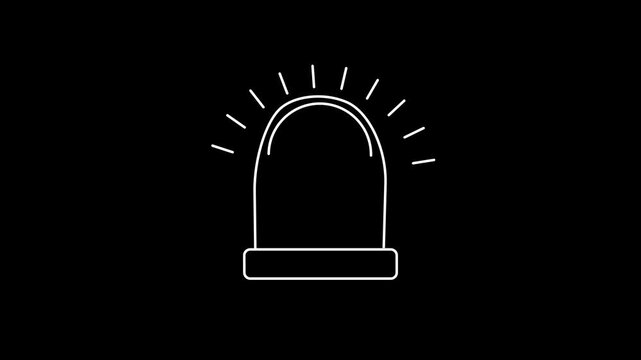 Siren Alarm Light Icon, flashing emergency siren beacon light line animation.